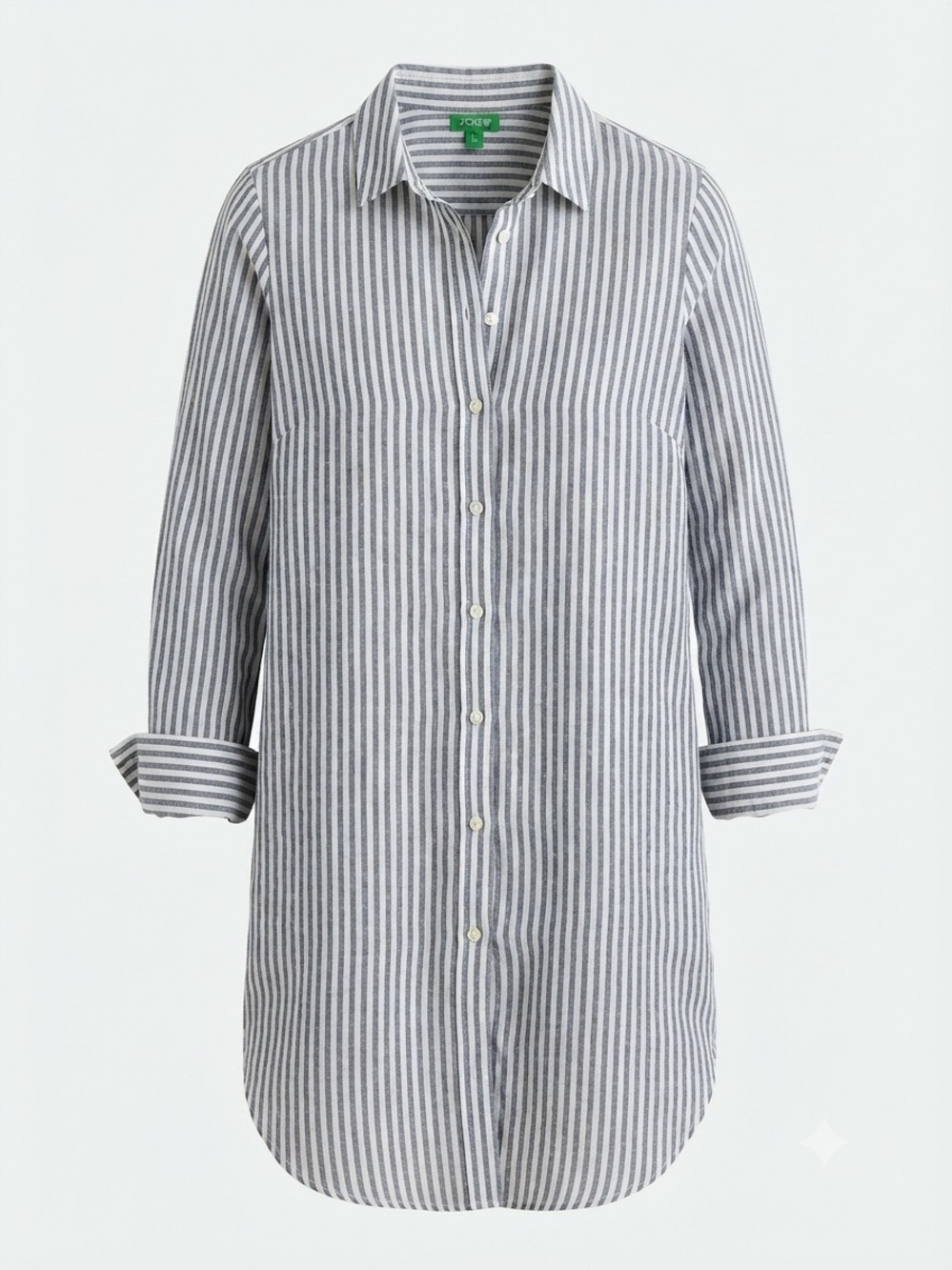 J.Crew Striped Linen-Cotton Relaxed Beach Shirt Cover-Up Tunic Large Preppy